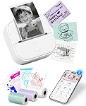 Memoking Mini Sticker Printer - T02 Portable Thermal Printer Inkless Photo Printer Bluetooth Sticker Maker for Kids Print Pods Instant Print, Smart AI APP, for Student Study Note, Journal, DIY, Gift