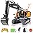 DOUBLE E Volvo RC Excavator 17 Channel 3 in 1 Construction Toys, 17 Channel Remote Control Vehicles Tractor Sandbox Toys Digger with Metal Shovel Drill Grab RC Truck for Kids Adults