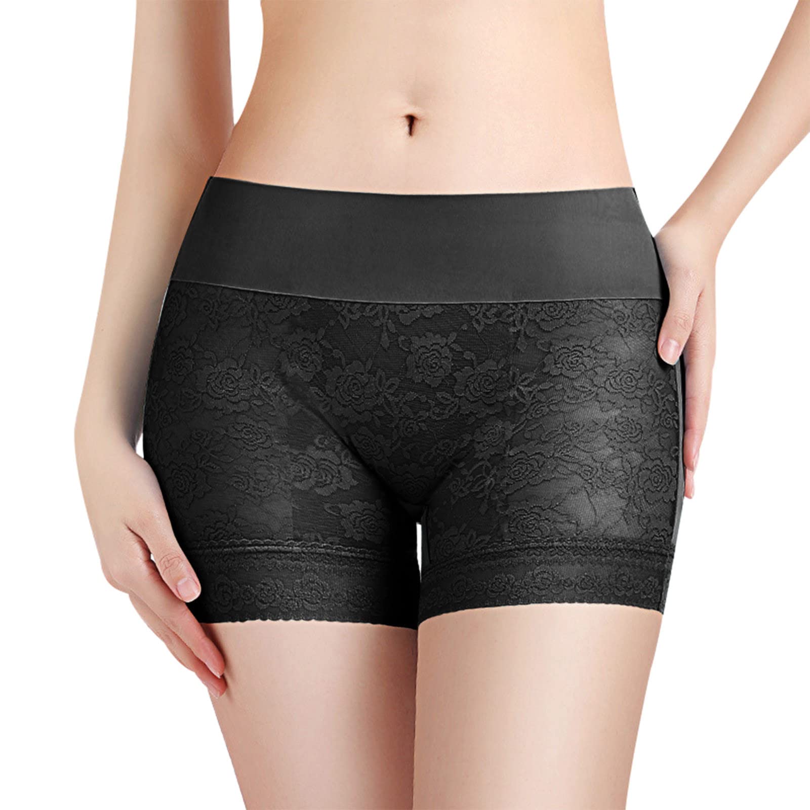 French Knickers Ladies Sexy Lace Leggings Women's Thin Non Rolling Shorts  Panties Cotton Underwear for Women High Waist