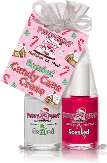 Piggy Paint | 100% Non-Toxic Girls Nail Polish | Safe, Cruelty-free, Vegan, & Low Odor for Kids | Candy Cane Craze (Scented Gift Set)