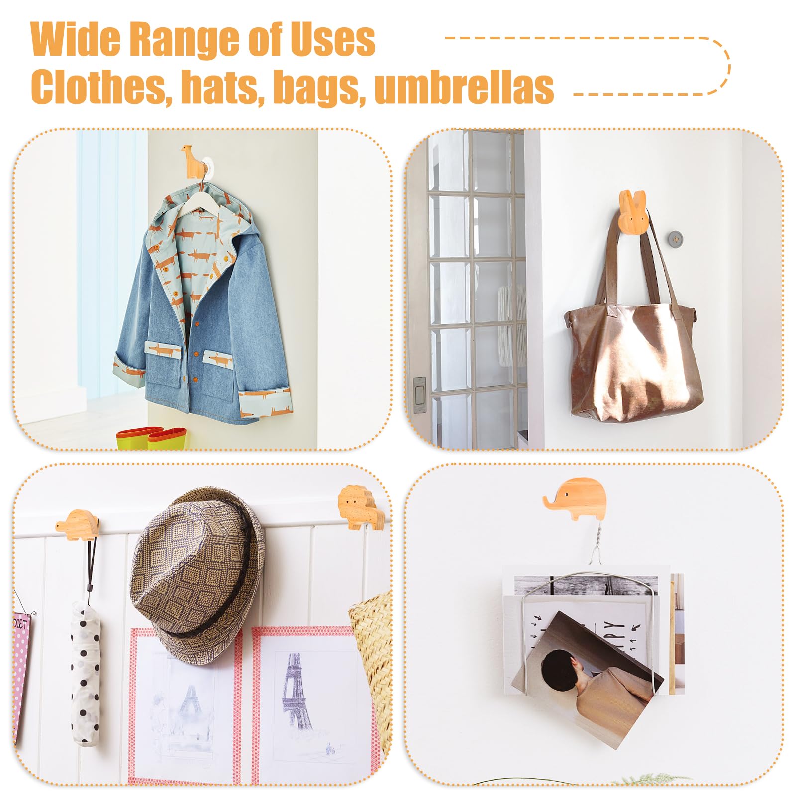 MplehDa Pomelli in Legno per Armadi e Mobili - 6 Pezzi Con Motivi Animali, 2 in 1 Autoadesivi Con Viti - Maniglie per Cameretta dei Bambini