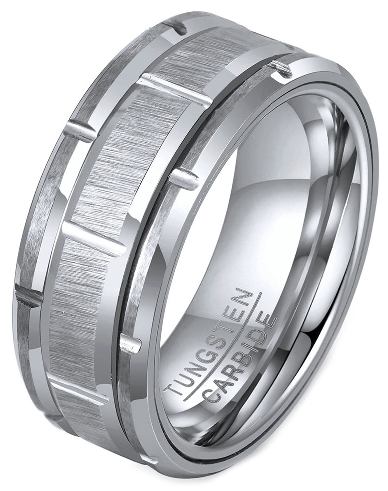 AmDxD Anillo de acero inoxidable a rayas mate para hombre, para hombre, Acero inoxidable,