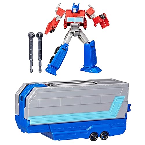 Transformers EarthSpark Optimus Prime Battle Trailer Playset with Action Figure,