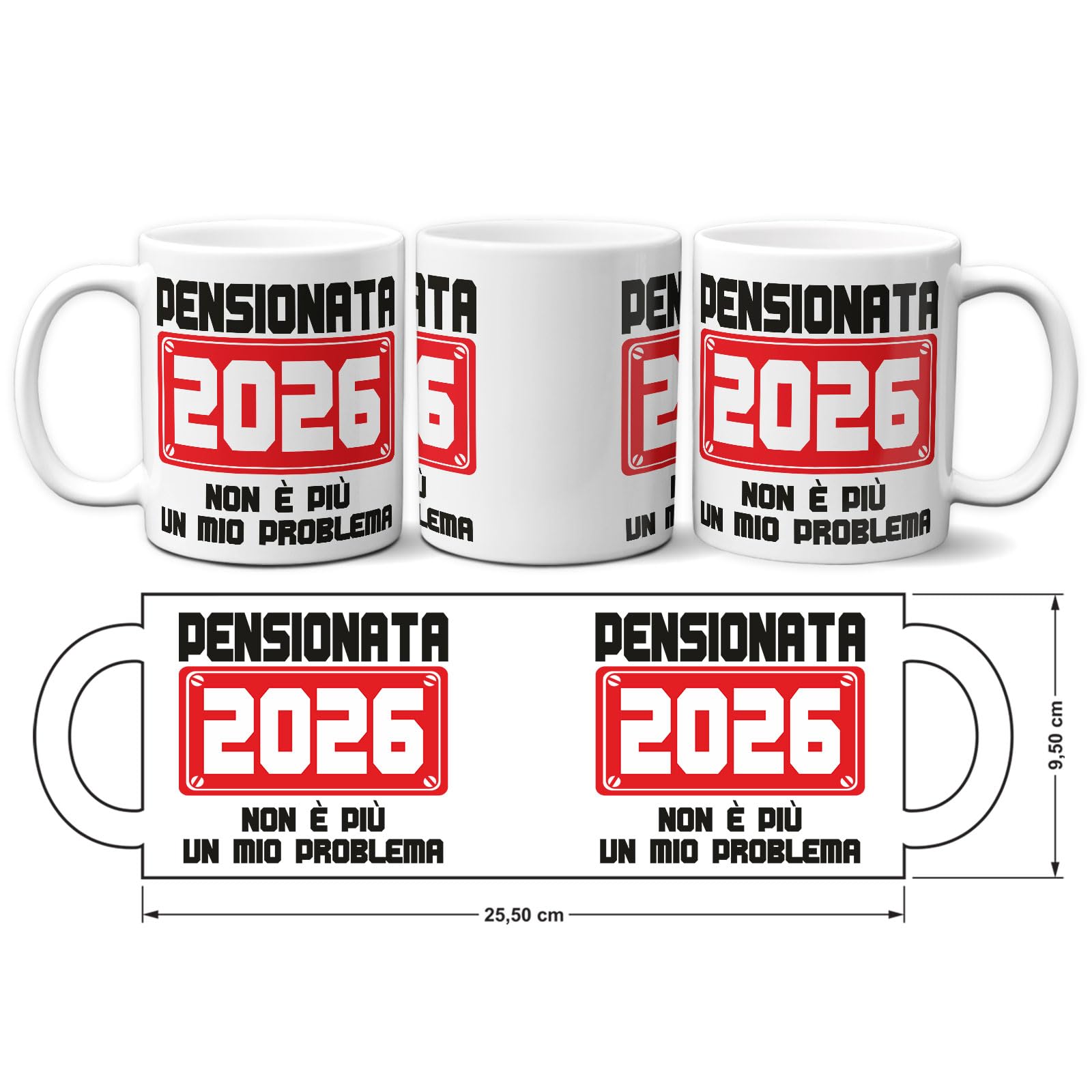 Tazza Pensionata 2026 Ceramica - Idea Regalo Divertente Donna Addio al Lavoro