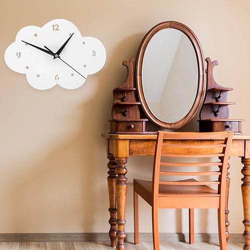 Miniatura 5 de Reloj de pared, reloj de pared decorativo con forma de nube, reloj de pared silencioso sin batería para habitación, dormitorio, sala de estar,