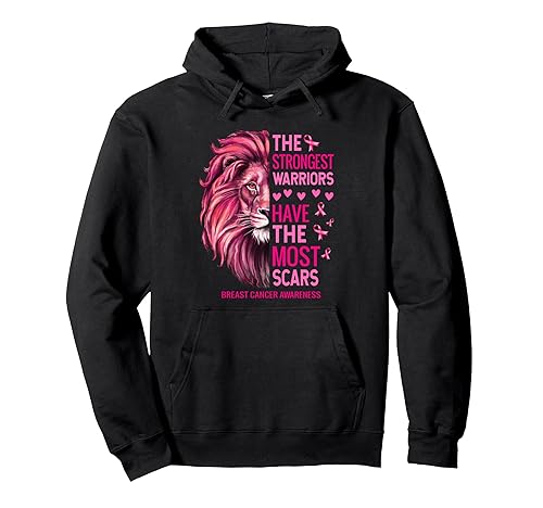 Lion Pink Funny Breast Cancer Awareness Survivor Warrior Pullover Hoodie