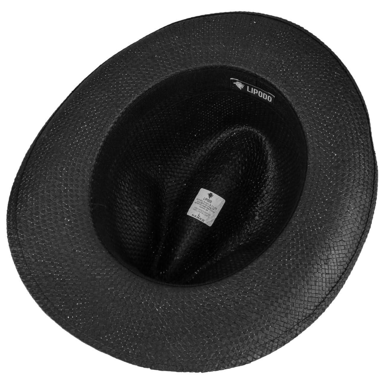 LIPODO Black Mountain Cappello Bogart in Paglia Fascia unicolore Made in Italy Uomo Primavera Estate