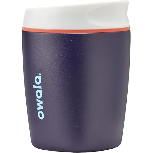 Owala SmoothSip Insulated Stainless Steel Coffee Tumbler, Reusable Iced Coffee Cup, Hot Coffee Travel Mug, Perfect for Cappuccino, BPA Free, 10 oz, Navy (Telescope Tales)