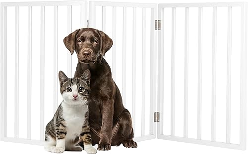 PETMAKER - Puerta de madera independiente para mascotas, valla plegable para interiores con diseño ligero para perros, gatos y mascotas
