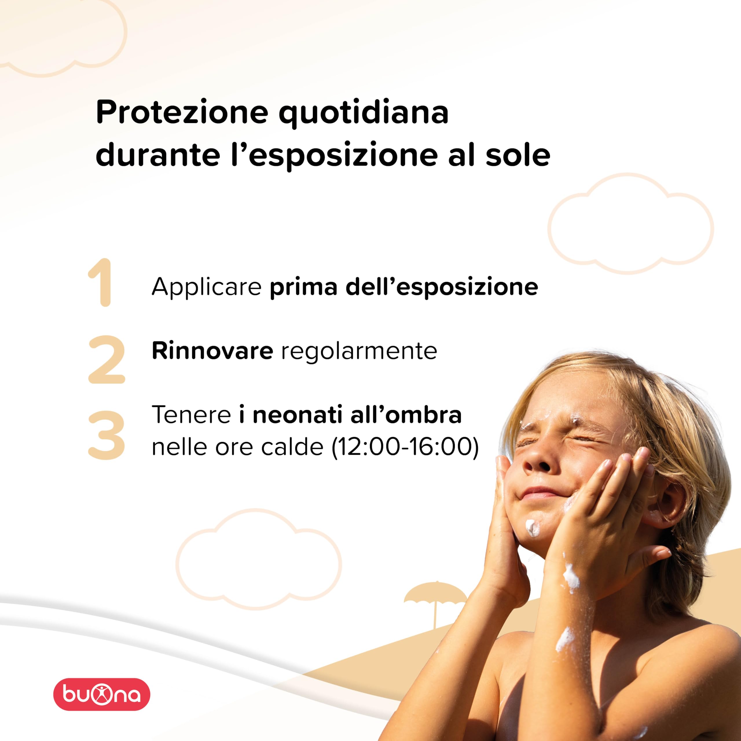 Buona d-topic Solare Crema Solare 50 Bambini 100 ml Protezione Solare Neonato per Pelle Sensibile e Delicata, Filtri 100% Minerali, Resistente All’Acqua, Senza Filtri Chimici, Effetto Invisibile