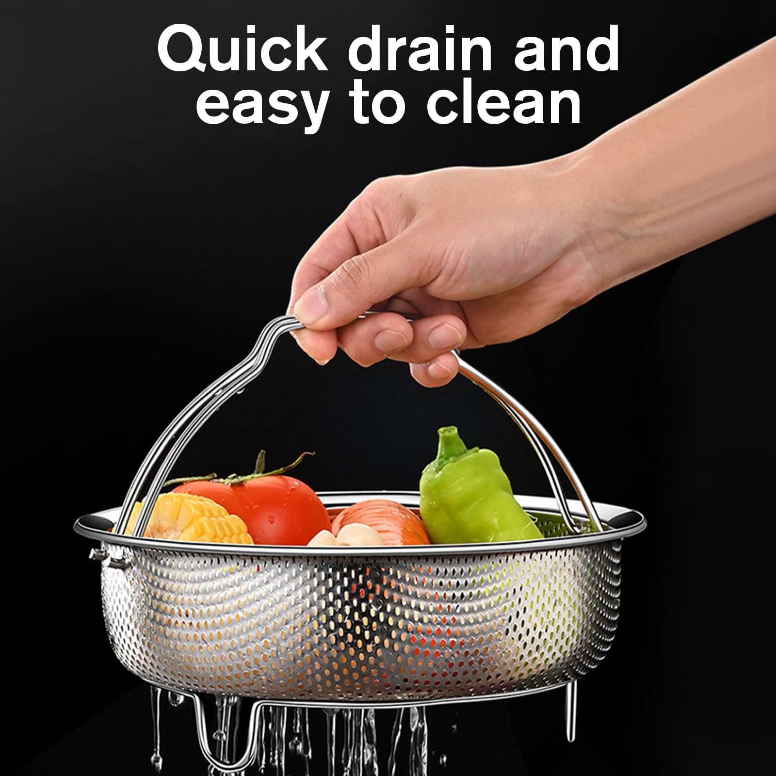 SHERCHPRY Panier En Métal En Acier Inoxydable Pour Cuisson à La Vapeur, Panier Bouillant Avec Poignée, Ustensile De Cuisine Pour Fruits De Mer, Passoire à Fruits, Passoire Pour Cuisine, œuf De 3