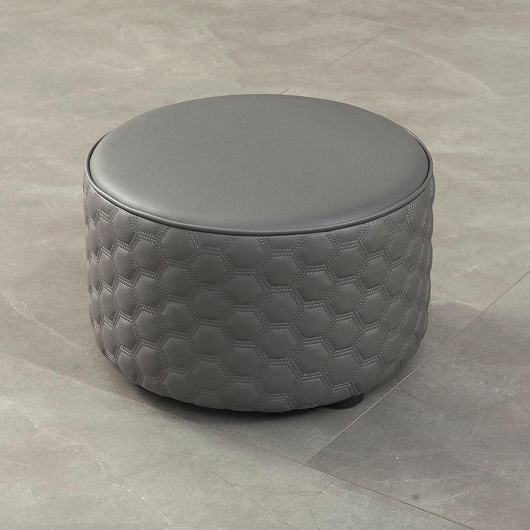 LMMIAOZ Round Leather Ottoman Footstool for Living Room Kitchen Bedroom Dark Gray 32x21cm Stylish and Functional Shoe Change Stool and Pouffe