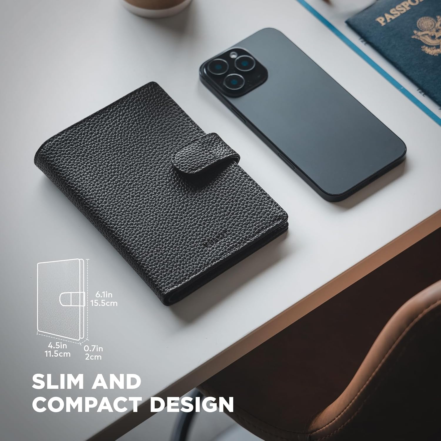 VULKIT Leather Passport Travel Wallet for 2 Passports Pocket Slim Double Passport Holder RFID Blocking with ID Window for Women or Men - Image 4