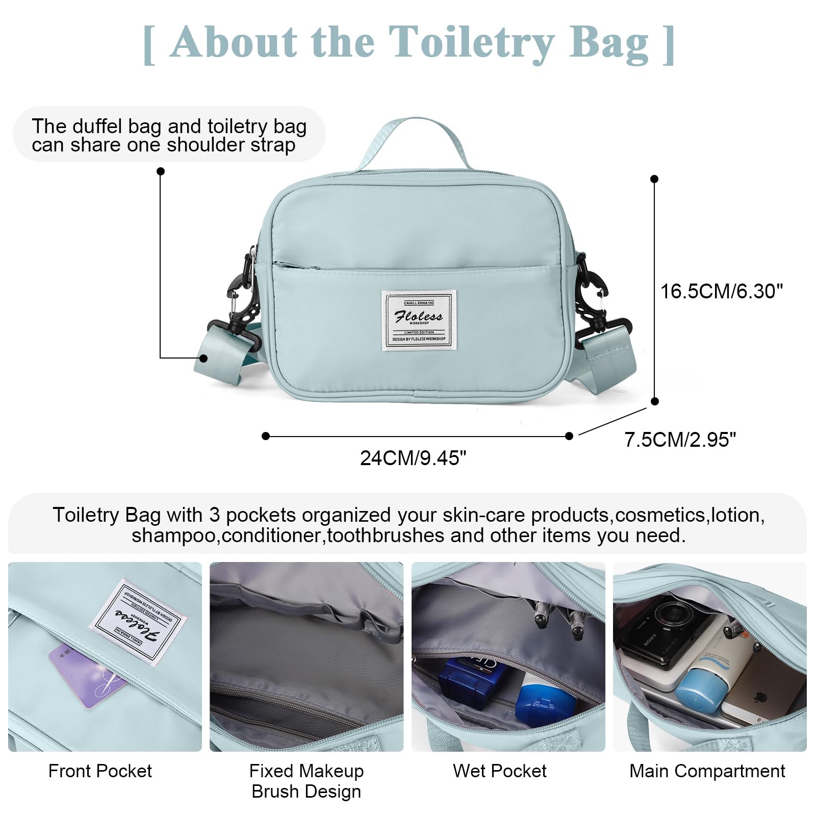 Borsone da Viaggio Donna, Bagaglio a Mano Borsa da Viaggio con Scomparto per le Scarpe, Borsa Sportiva Borsone da Palestra Grande, Borsa da Weekend, Borsa per Ospedale,C6 blu