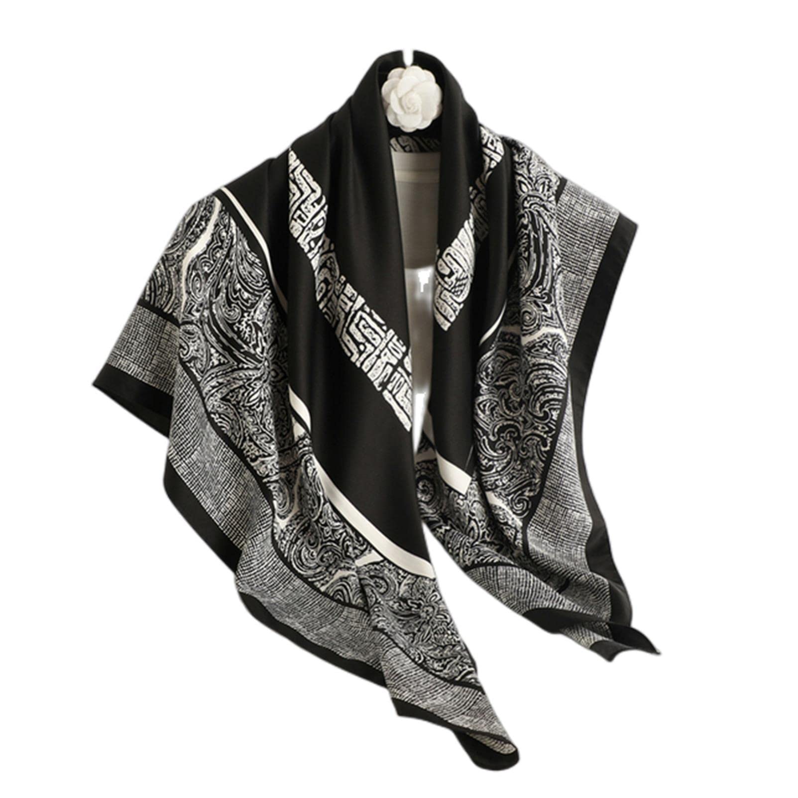 Bufanda de mosaico estampada pañuelo bandanas de satén moda mujer accesorio cuello 7