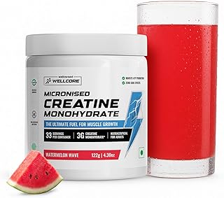 Wellcore Pure Micronised Creatine Powder (33 Servings, Watermelon Wave) For Enhanced Muscle Strength With Rapid Absorption...