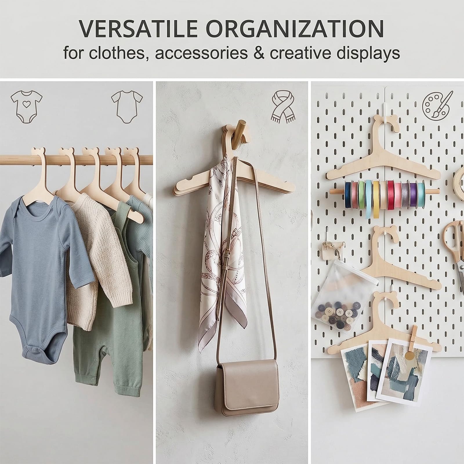 15 Pezzi Appendini in Legno Bambino, Appendini in Legno Antiscivolo per Abiti Bambini, Ideali per Conservazione & DIY, Adatti per Abiti & Pantaloni, Disegno dell'orso