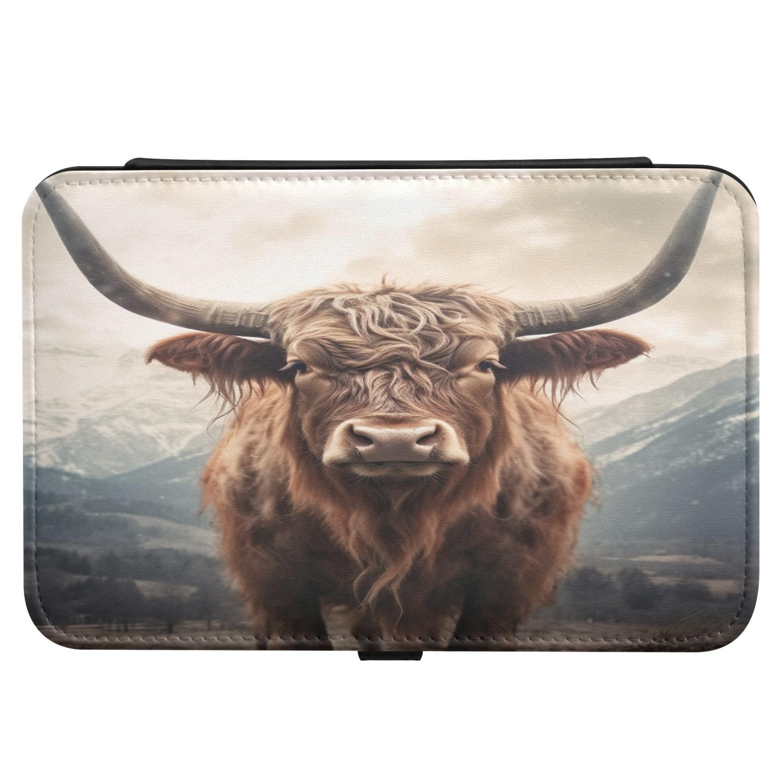 Haskirky Highland Cows Jewelry Box Portable PU Leather Travel Jewelry Organize for Women Jewelry Storage Display Holder for Ring, Necklace, Earring