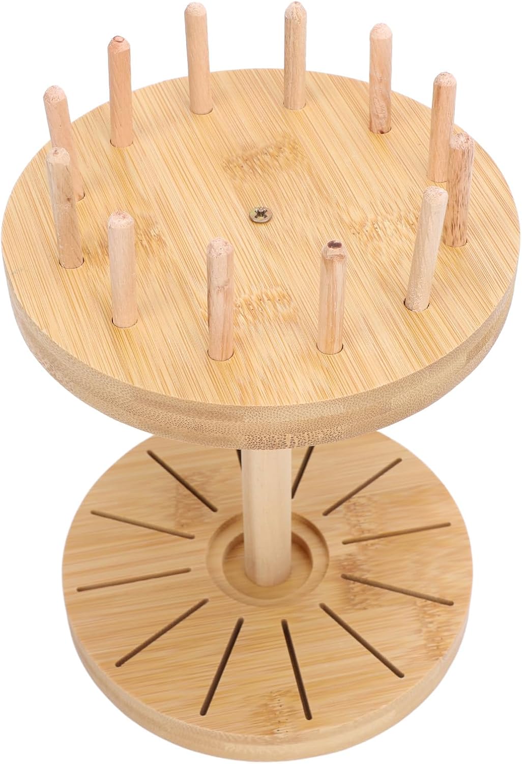 Bamboo Sewing Thread Rack, Embroidery Floss Organizer with Detachable Spool Holder, Round Wooden Thread Storage Rack for Home Textiles Hand Weaving and Craft Projects