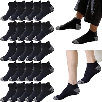 10-20 Pairs Athletic Ankle Socks for Men Breathable Low Cut Running Socks Cushioned Moisture Wicking for Sport Traveling