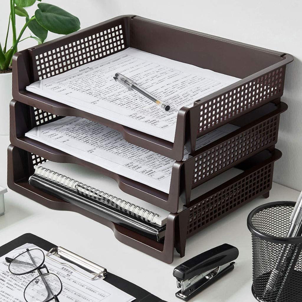 Stapelbare Büro-Briefablagen, Datenbox for den Schreibtisch im Büro, Aktenablage aus Kunststoff, A4-Papieraufbewahrungsbox, multifunktionale Aktenablage, Bürobedarf kann gestapelt werden (3 Packungen)