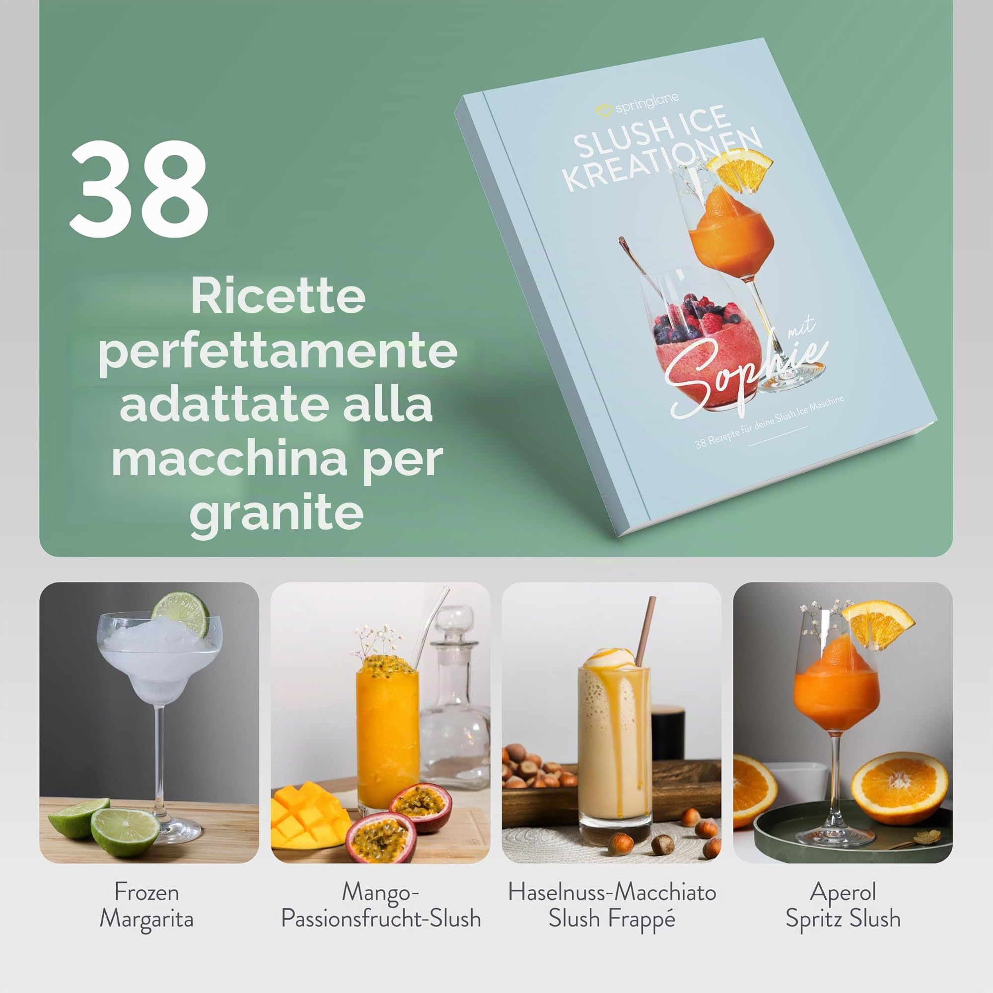 Springlane - Macchina per slush, 2 litri, con ricettario, macchina per slushie, cocktail, frappé, frappé, frappé o vino refrigerato, consistenza regolabile e autopulente antracite