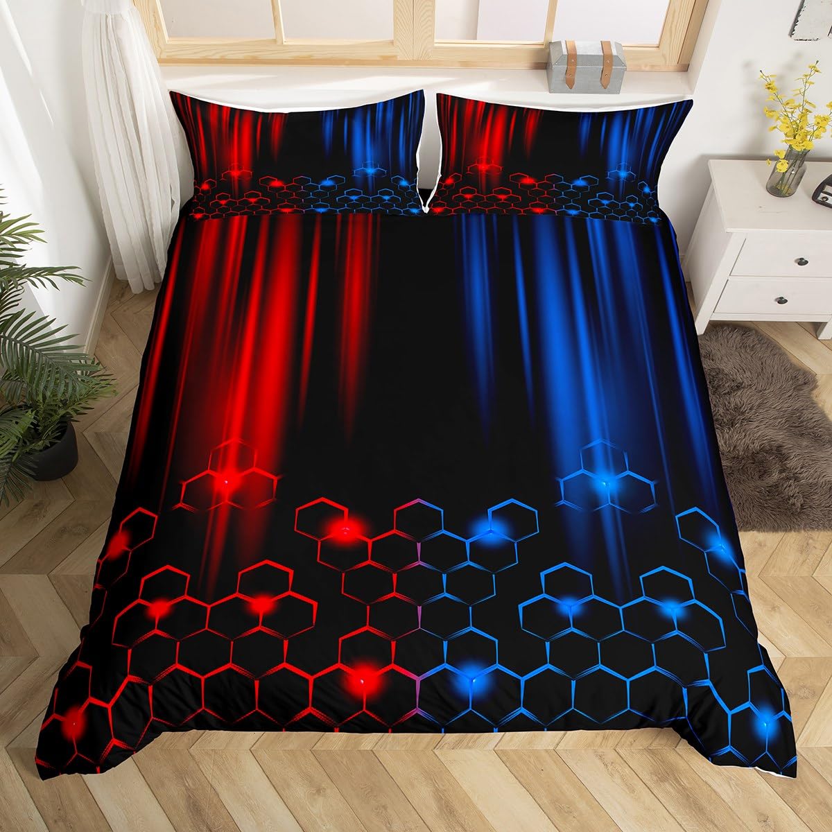 Red and Blue Duvet Cover Set Single Size