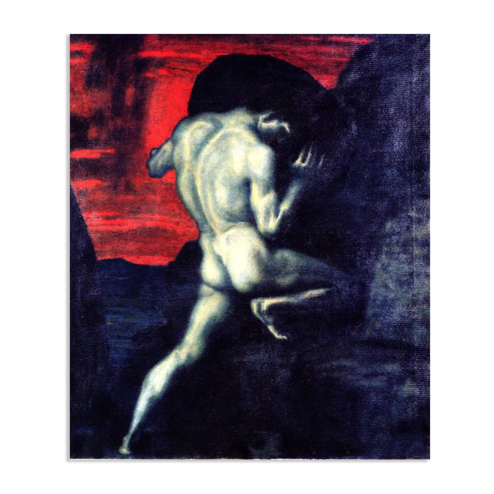 Hau3sh3a Unframed Franz Von Stuck Wall Art Print Sisyphus Franz Stuck Painting Reproduction Artwork Abstract Classic Wall Decor For Living Room Bathroom Office 90X70cm(36X28in) Frameless