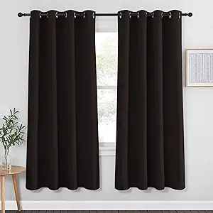 NICETOWN Bedroom Blackout Curtain and Drape - Energy Smart Thermal Insulated Solid Grommet Blackout Drapery for Living Room (1 Panel, 52-inch x 72-inch, Toffee Brown)