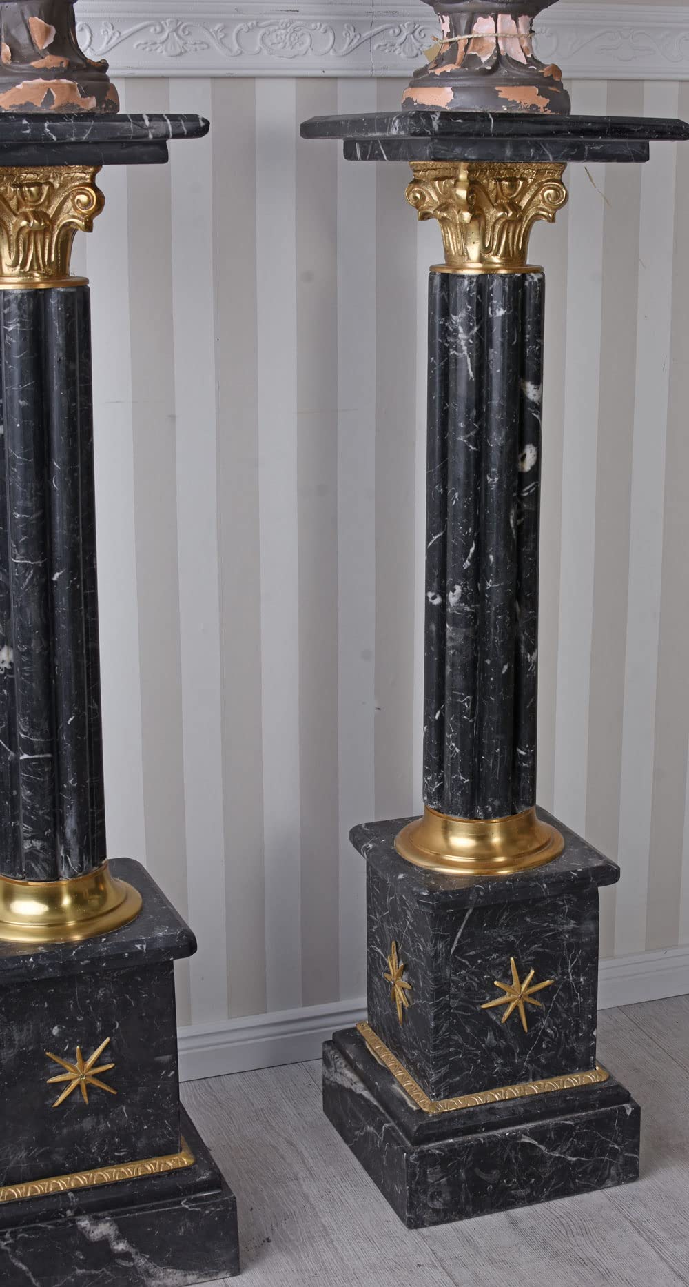 Bar082 Palazzo kolumna marmurowa, 2 sztuki, czarna, podest, marmur, pilaster, 105 cm