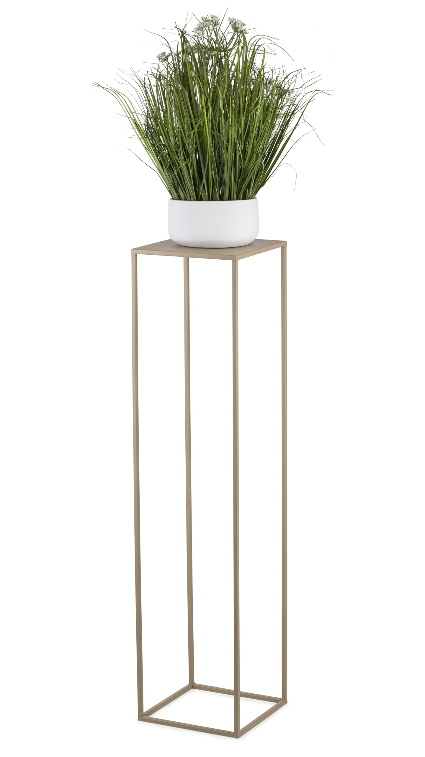 HowHomely Blumenständer Metall Beige 100 cm Hoch - Solider und Robuster Blumenhocker Metall - Pflanzenständer für die Dekoration in Wohnzimmer Schlafzimmer oder Büro