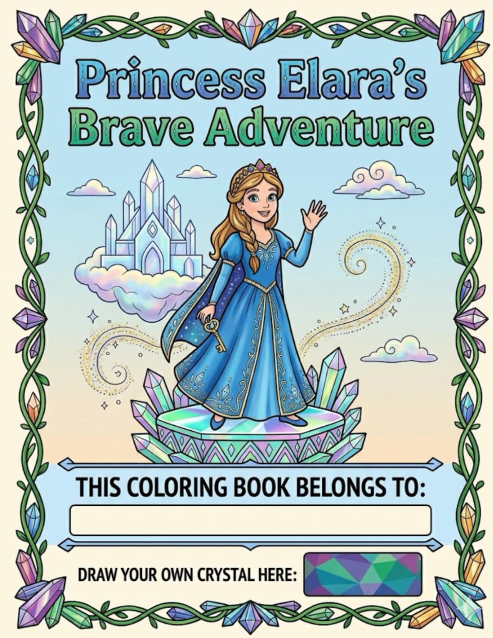 Princess Elara's Brave Adventure kids colouring book