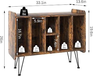 Huhote Record Player Stand, VinylRecord Storage 3 Tier End Table, Turntable Stand for Vinyl Player, RecordPlayer Table Up to 200 Albums, Vinyl RecordHolder Cabinet for Living Room Bedroom (Brown)