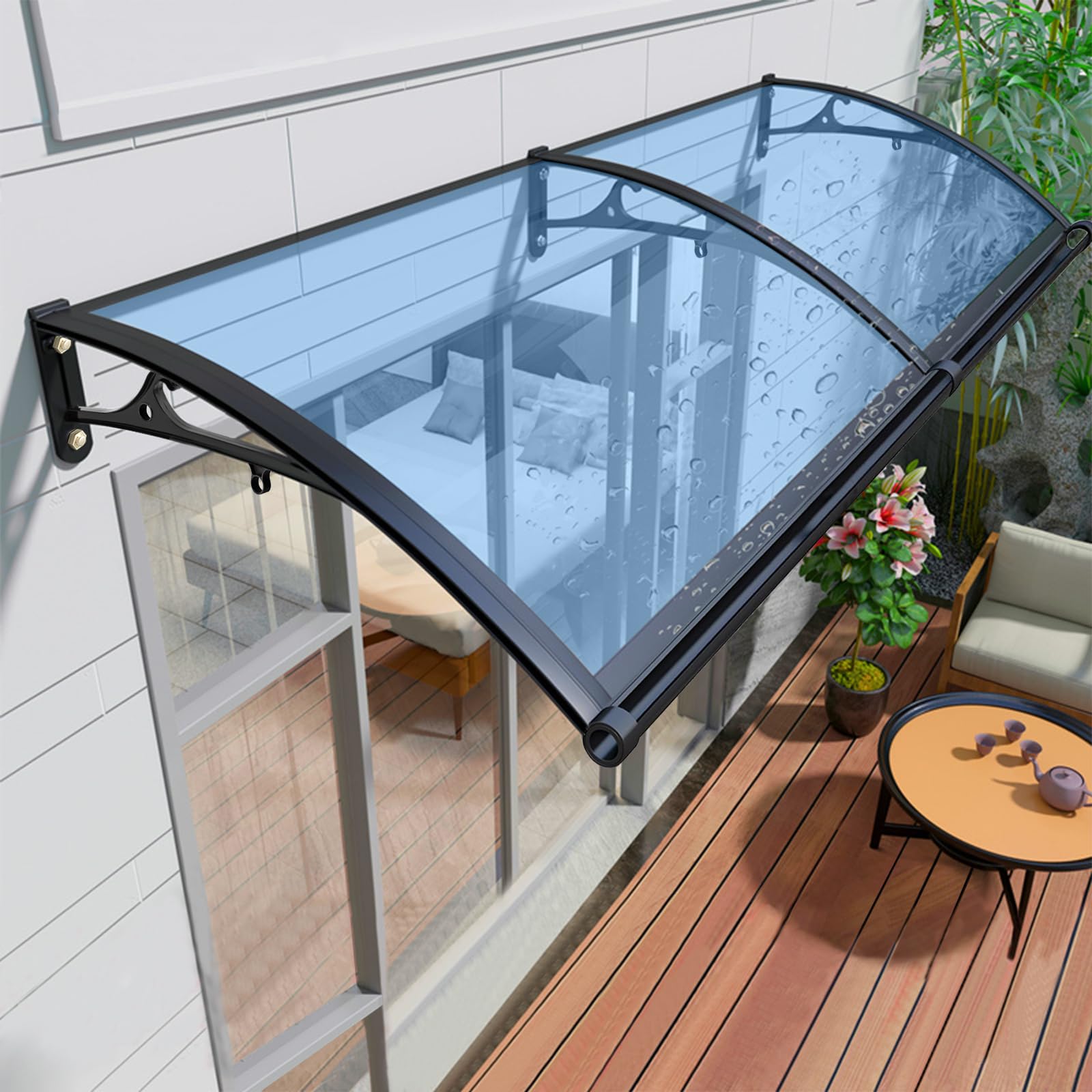 Photo 1 of Awnings for Windows Outside - Awning for Door Entrance Aluminum Bracket Awnings 24x64in Front Doors/Windows Overhang Awning Canopy for Porch/Patio/Deck/Cellar UV/Rain/Snow Protection