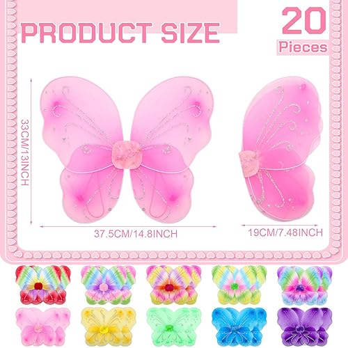 Miniatura 15 de Chivao 20 piezas de alas de hada, alas de mariposa, para cumpleaños, boda, decoración de Halloween, fiesta, accesorio para niños y niñas Bonito