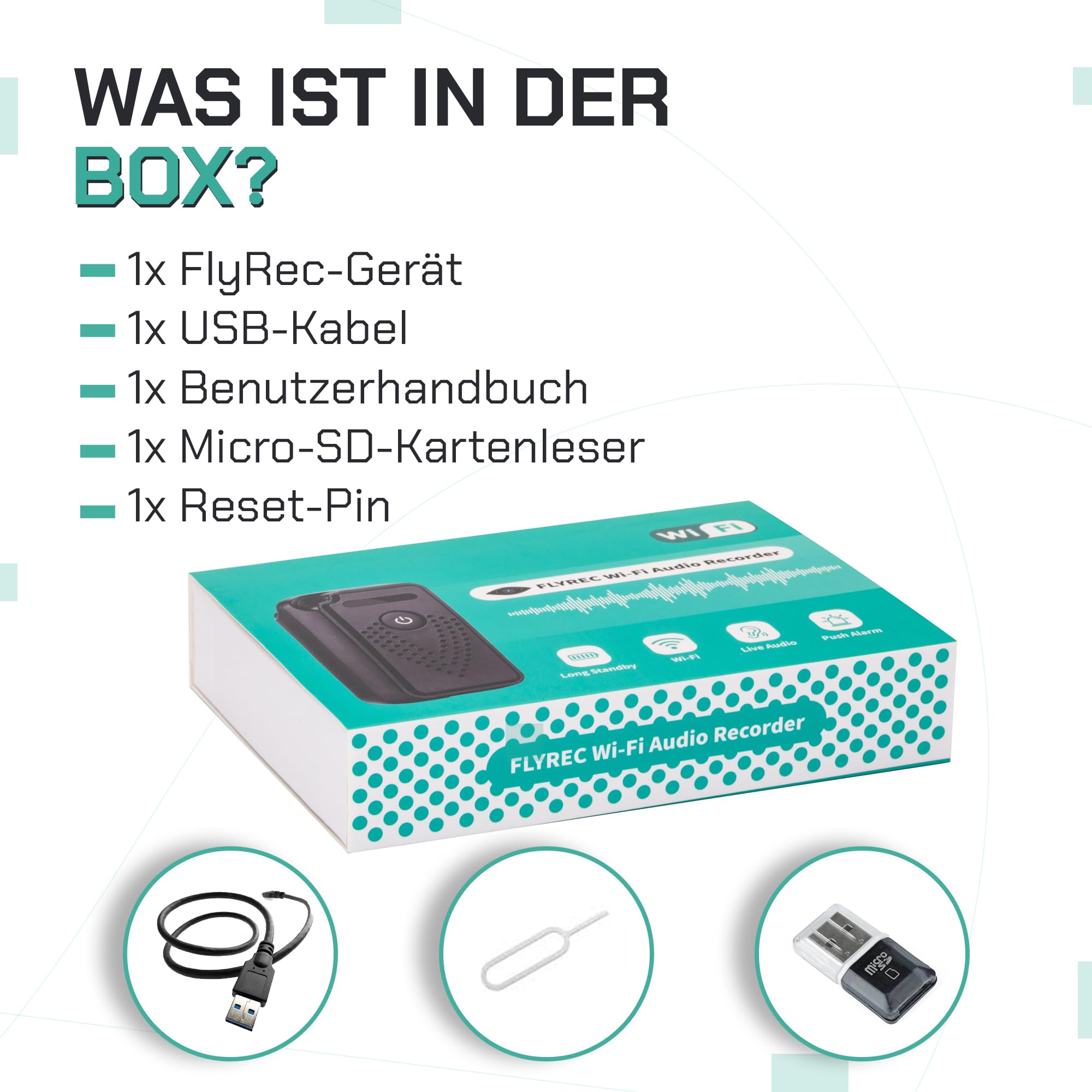 Professioneller digitaler Diktiergerät, aktiviert über Internet-WLAN, FlyRec, unbegrenzte Entfernungssteuerung für Unterricht und Memos – Audio-Recorder mit intelligenter App