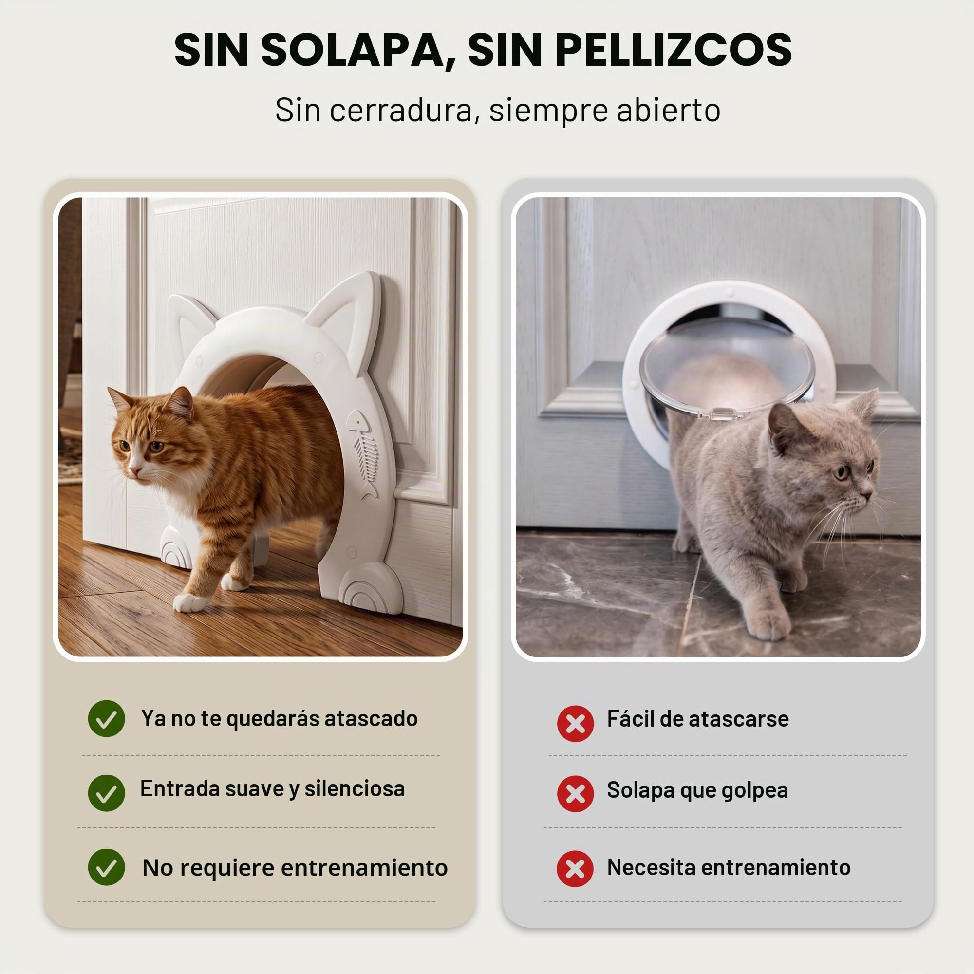Wordcam Puerta interior grande para gatos, puerta interior XL para gatos, puertas para mascotas para gatos, gatitos y perros pequeños (blanco)
