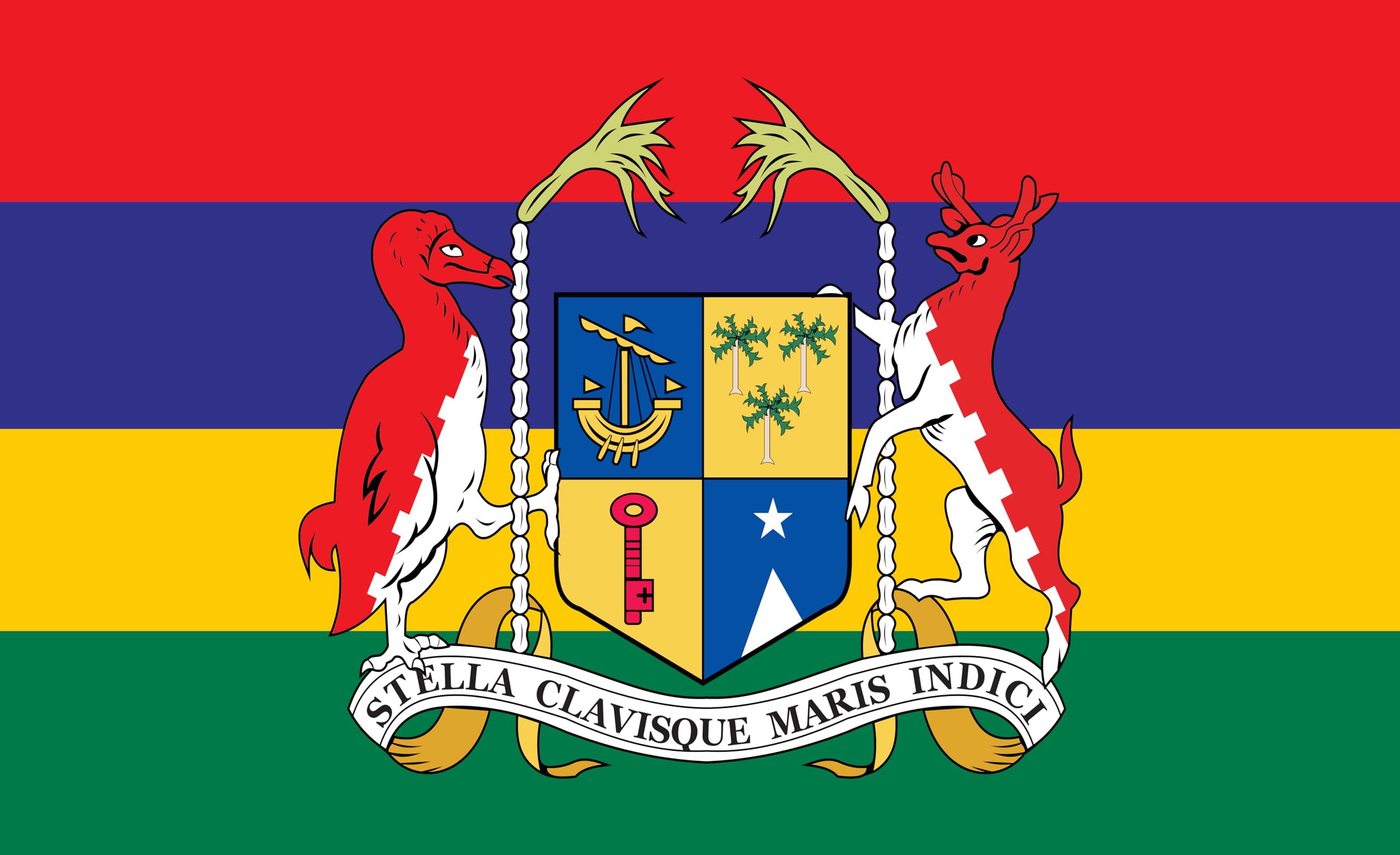 Drapeau marin de l'île Maurice avec blason national pour décorer votre bateau