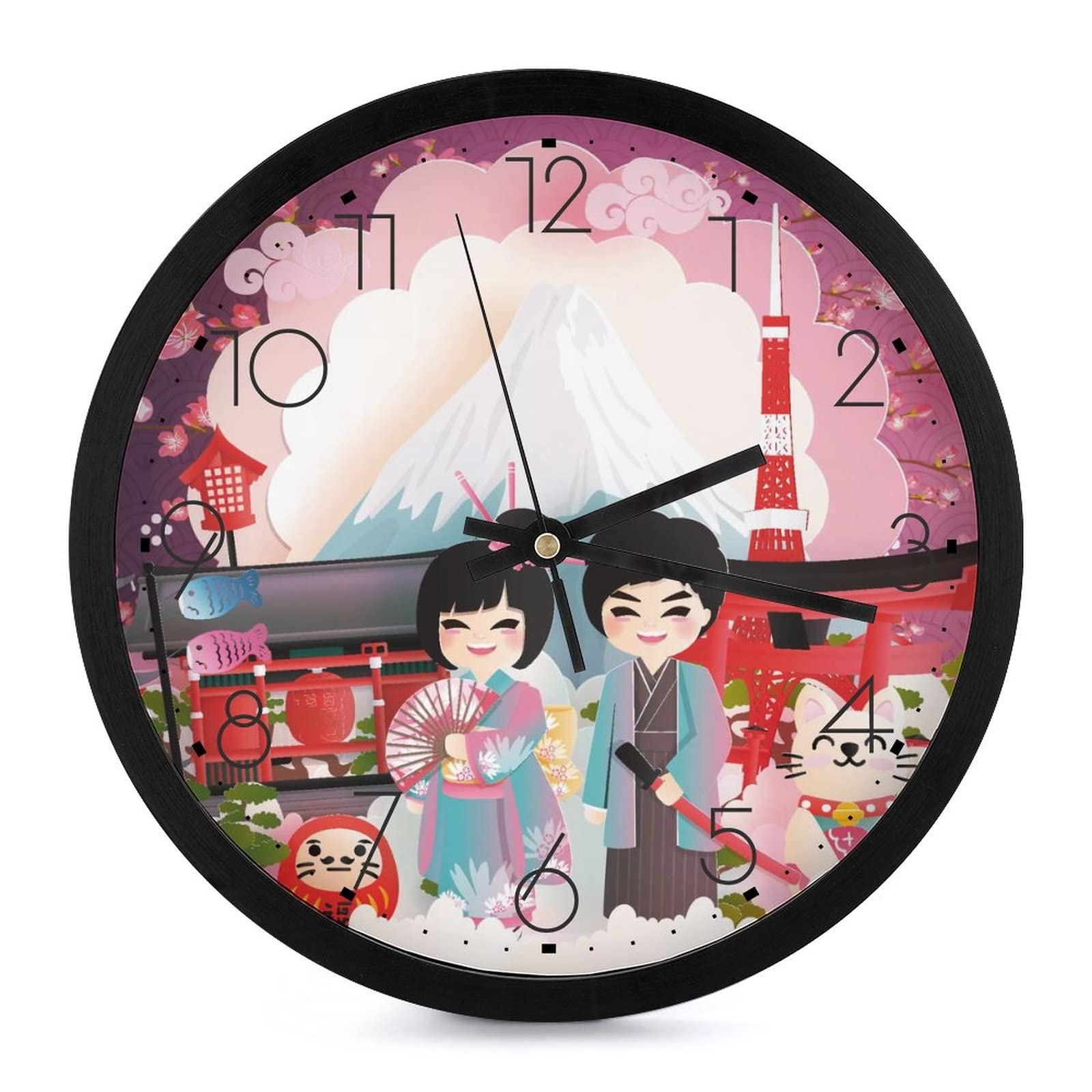 Horloge murale grands chiffres ronde de 25.4cm pour une excellente lisibilité dans un salon