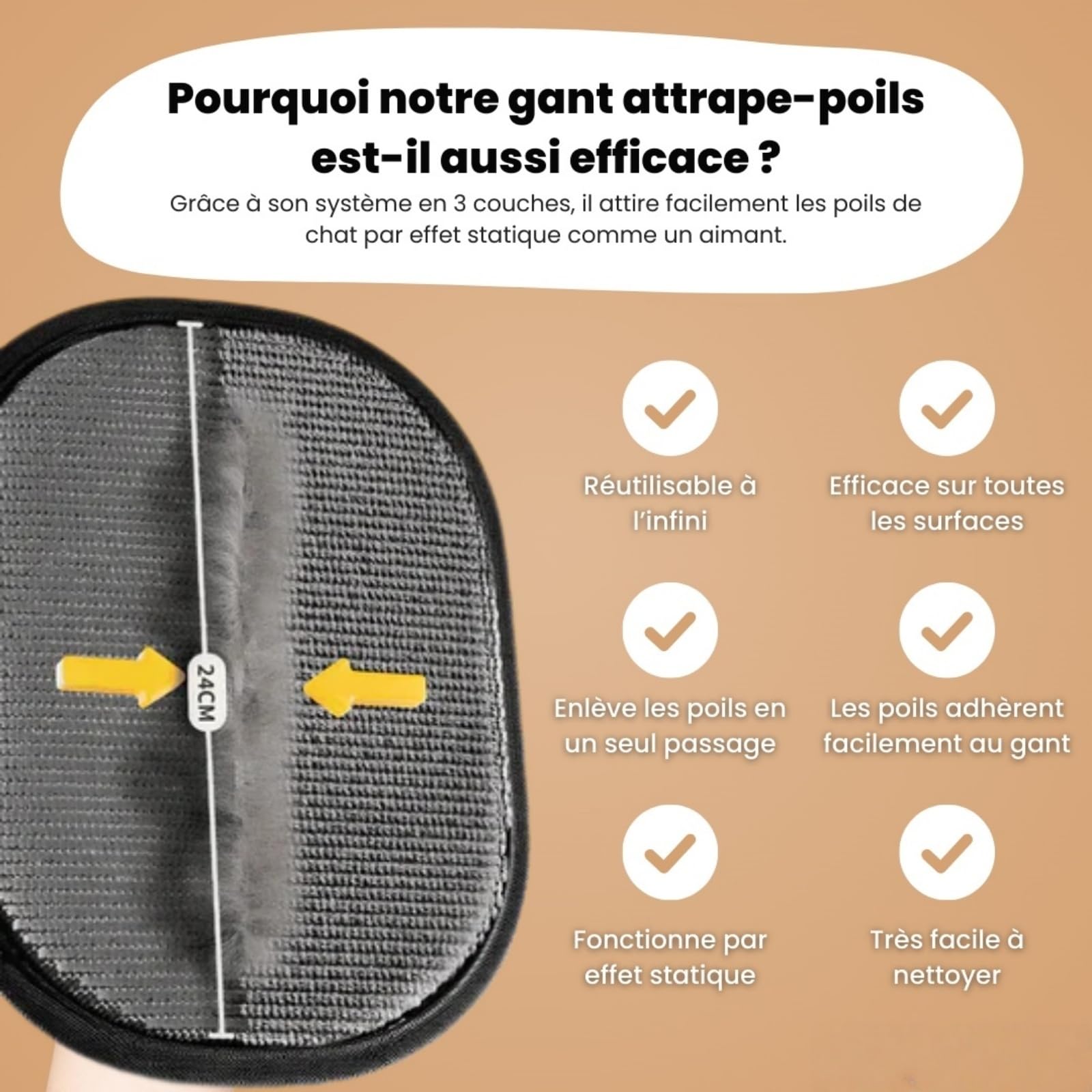 Le Comptoir Animalier FurFree – Gant Anti-Poils Réutilisable & Écologique，Gants de toilettage Double Face pour Animaux, éliminent efficacement Les Poils