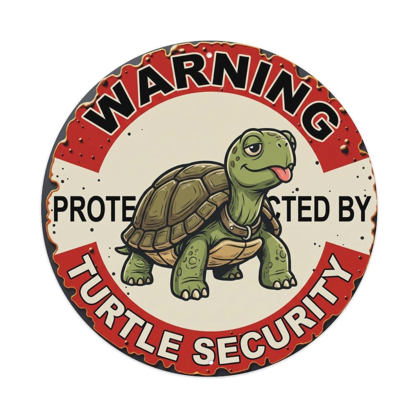 Tgrcjimh Style Metal Tin Sign Warning Protected By Turtle Security Vintage
