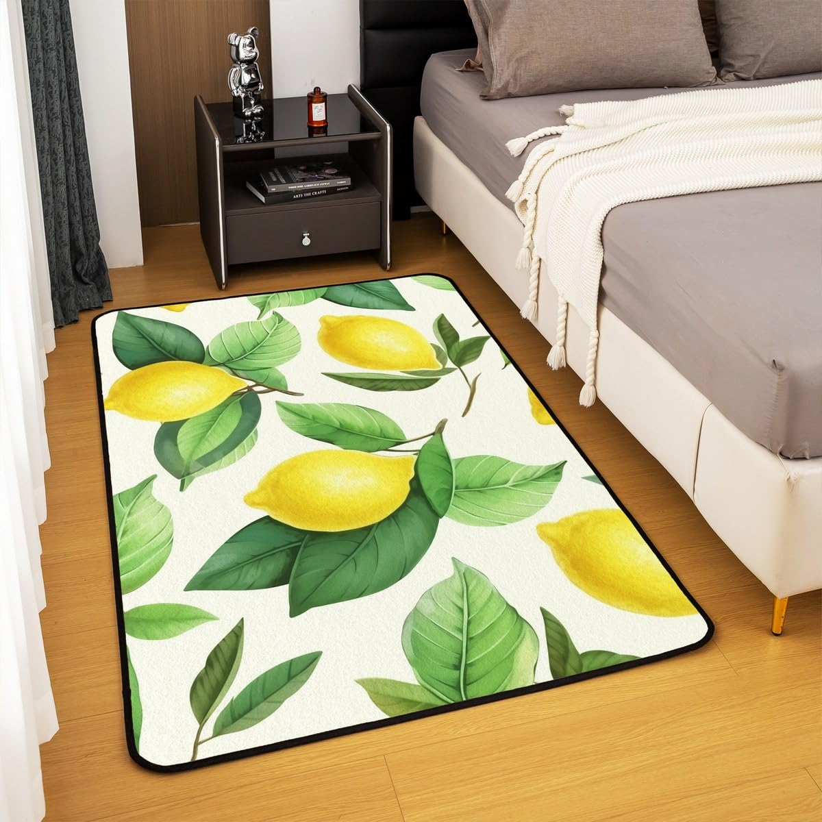Homemissing Zitrone Teppich 100x150cm Tropisch Obst Drucken Super Weich Wohnzimmerteppich Sommer Vacation Stil Wetterfest Modern Teppich Natural Thema Outdoor Teppich für Küche Balkon Wohnzimmer