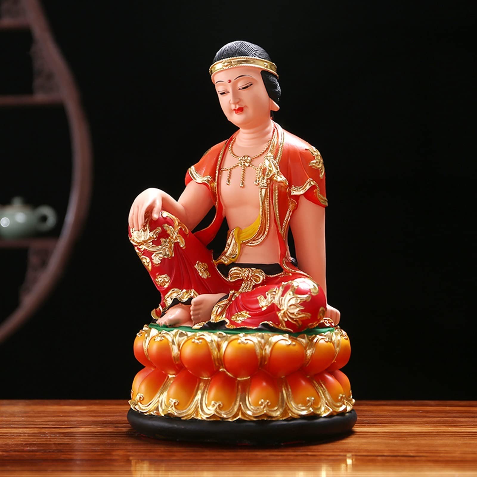 ULTRAWAVE Estatua de Buda Decoración de Figuras míticas Sentado en el Trono de Loto Atractivo Decoración de estatuas de Buda Tranquila Feng Shui 11.8in (Resina) Estatuas Budistas
