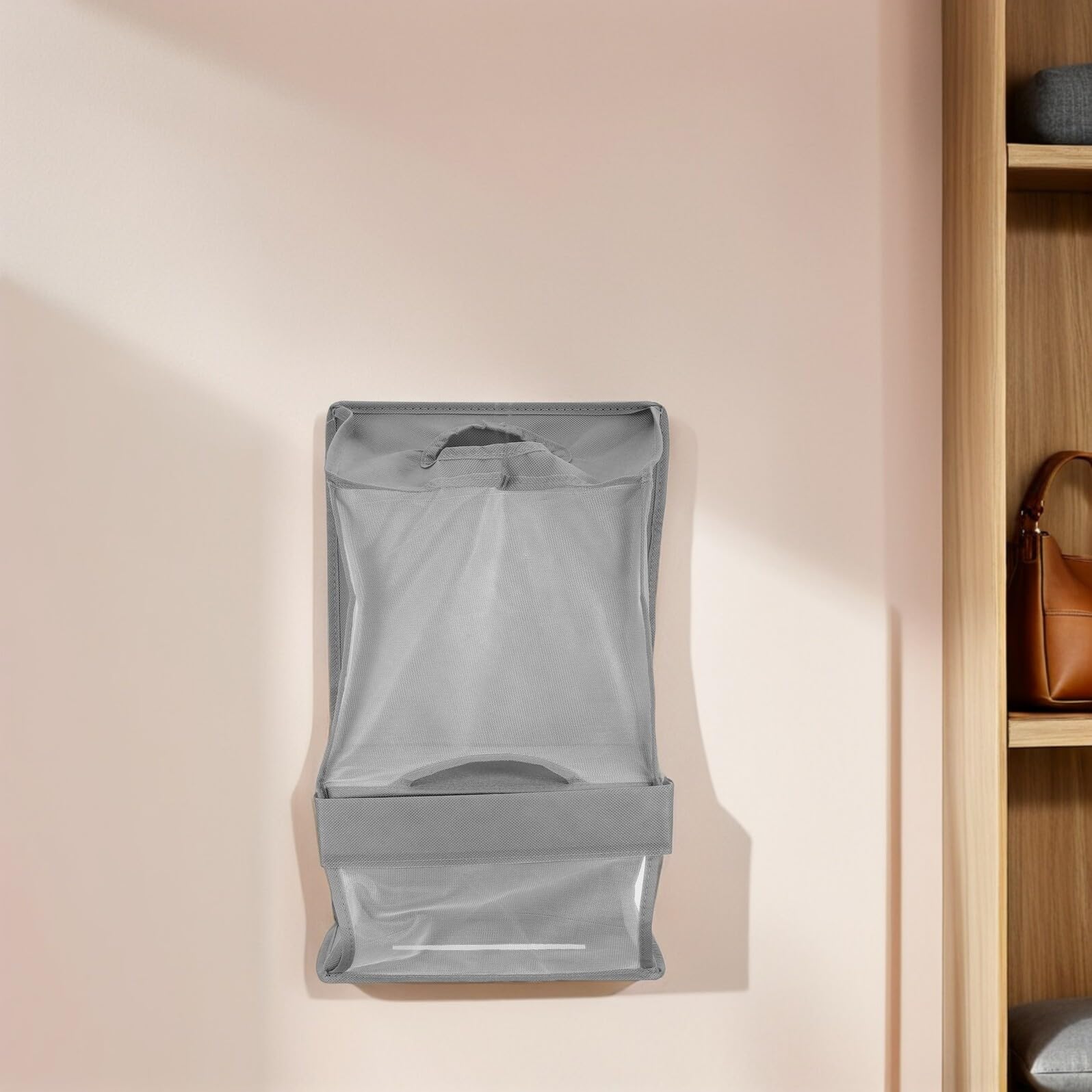 Dispensador de Bolsas de Basura para Montaje en Pared, Caja Organizadora Gris Transparente, Soporte Compacto para Bolsas de Supermercado Reutilizables, Adecuado para Cocina,