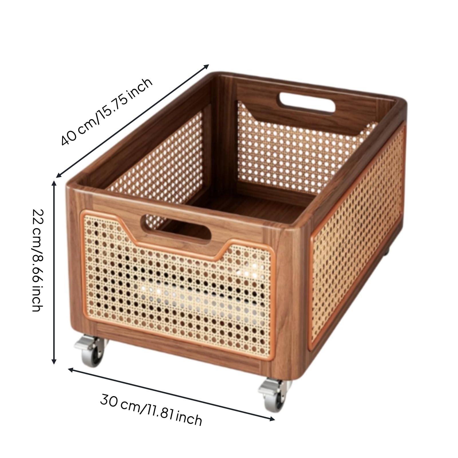 Panier Rangement En Bois Rectangulaire Panier Rangement avec Roulettes Robuste Ouvert pour Chambre