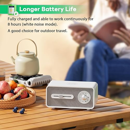 Miniatura 6 de Máquina de sonido de ruido blanco para dormir, 9 sonidos naturales y relajantes, cargador inalámbrico, reproducción de música para dormitorio y