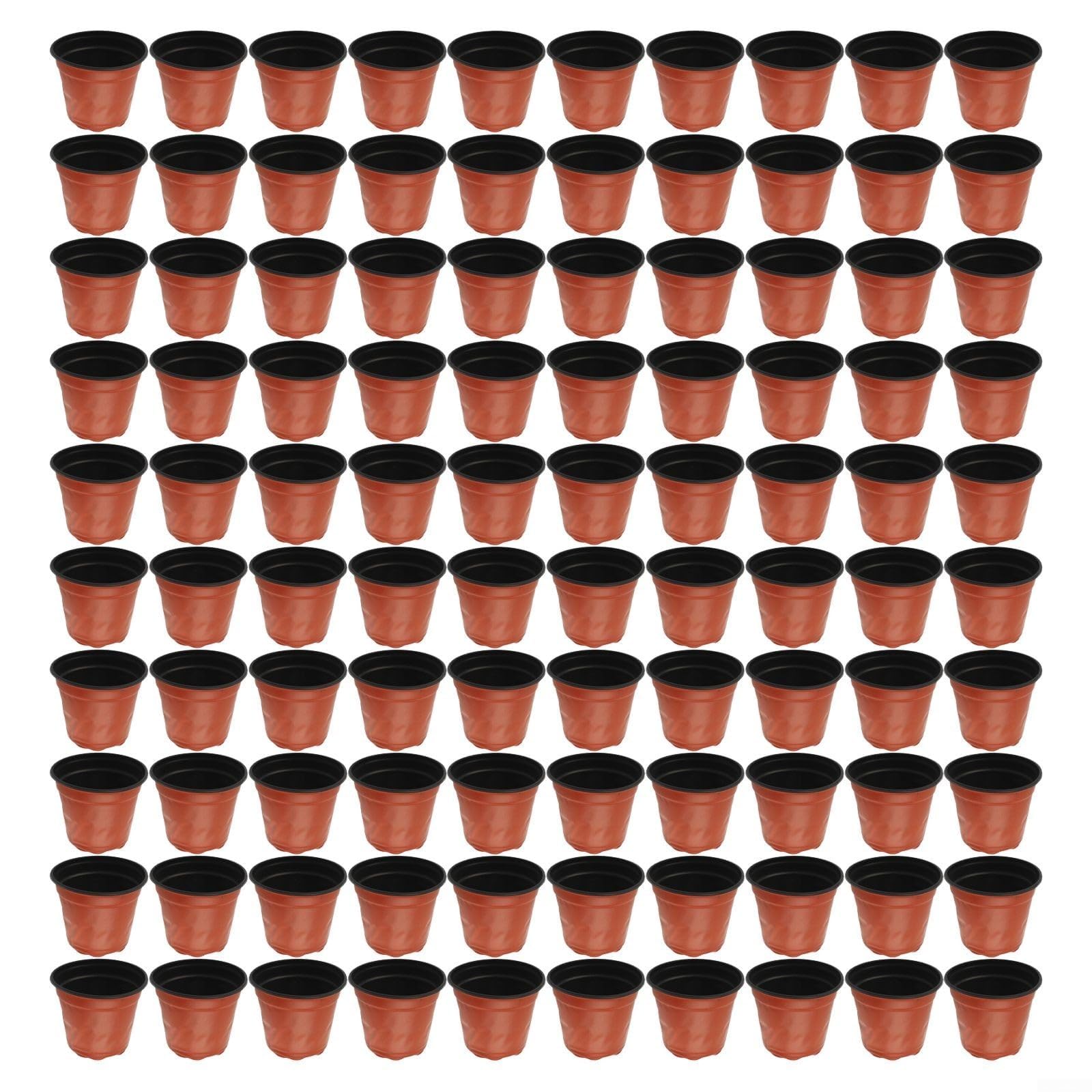 100 Plastic Pots for Young Plants and Cuttings Supports Healthy Growth in Gardens and More (12x8.7x10.8cm) — image 1