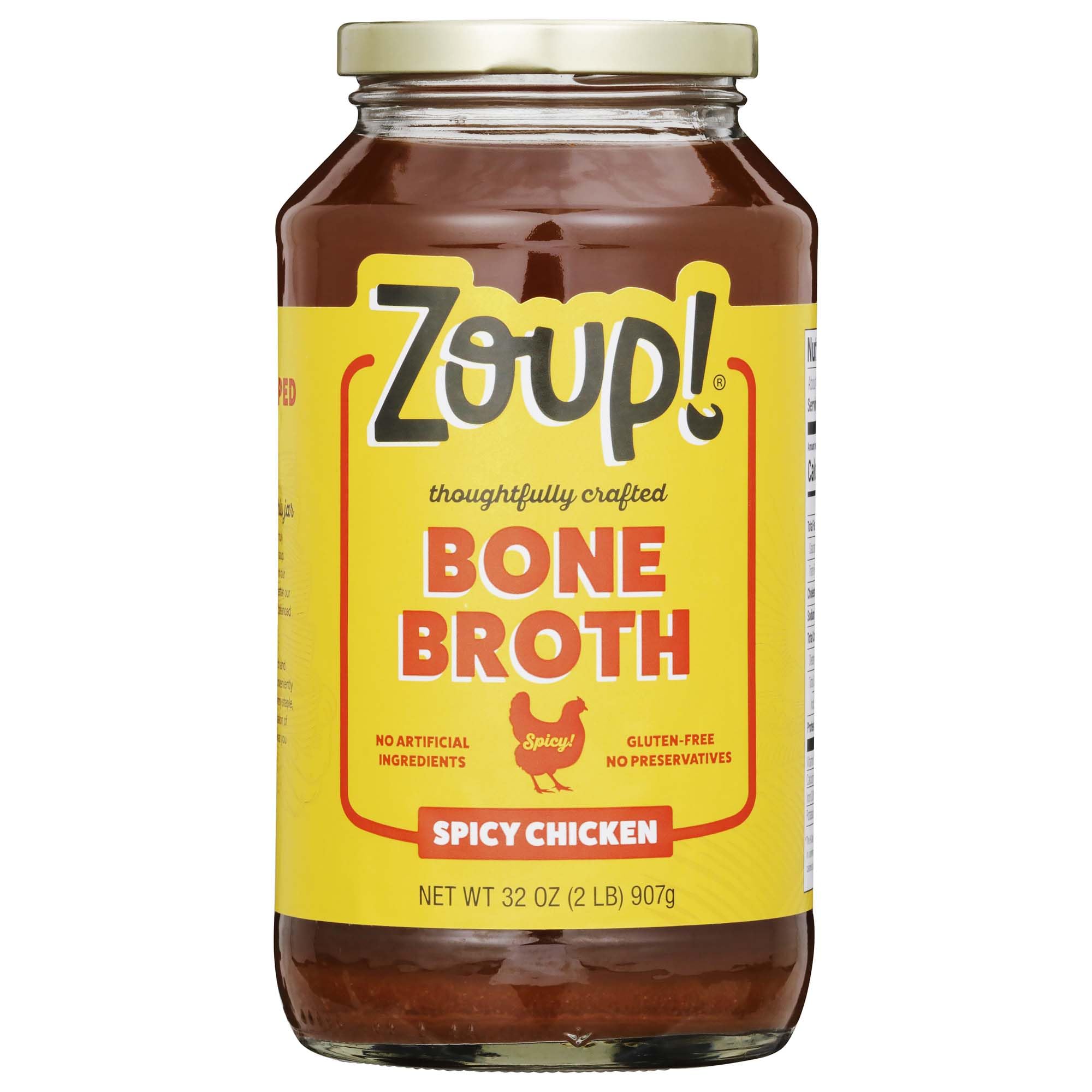 Spicy Chicken Bone Broth by Zoup! Keto-Friendly, Gluten Free, Non-GMO - Great for Stock, Bouillon, Soup Base or in Gravy - 1-Pack (32 oz)