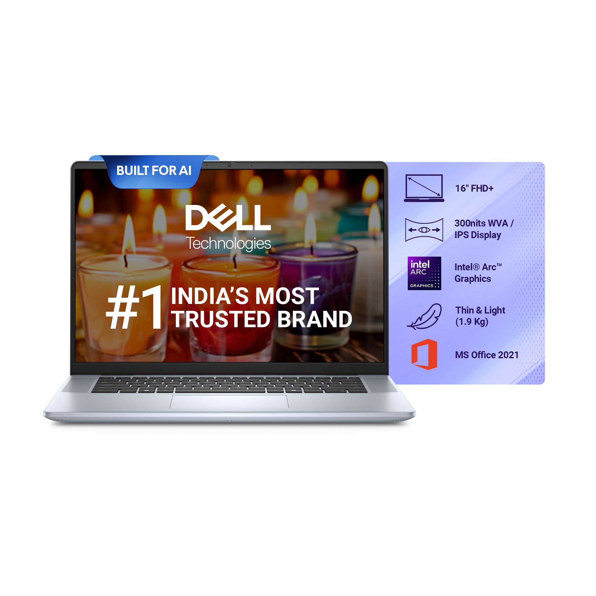dell inspiron 7640, ai enabled intel core ultra 5 125h processor, 16gb ddr5 + 512gb ssd, 16" (40.64cm) fhd+ 250nits display, backlit keyboard + fpr, win 11 + mso'24, 15 months mcafee, ice blue, 1.90kg