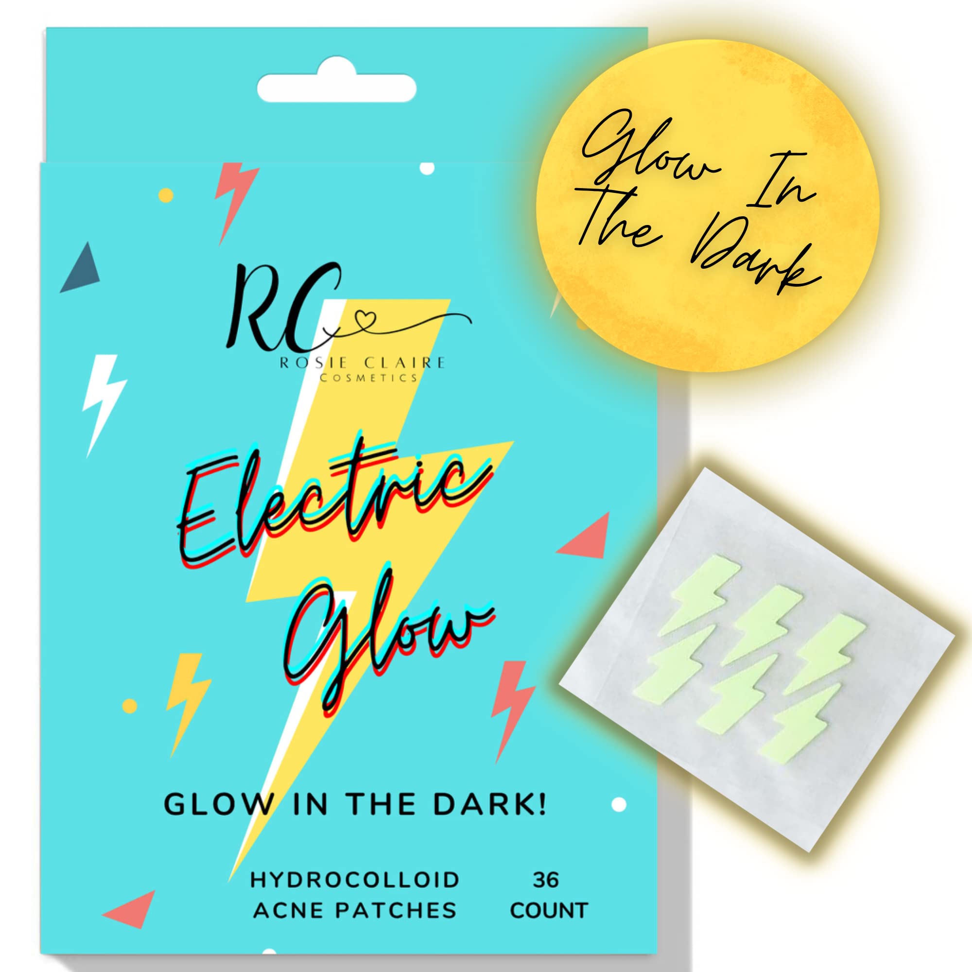 Rosie Claire 36 Count Hydrocolloid Acne Pimple Patches Glow In The Dark Spot Cover Acne Pimple Dot Zit Stickers For Healing Acne
